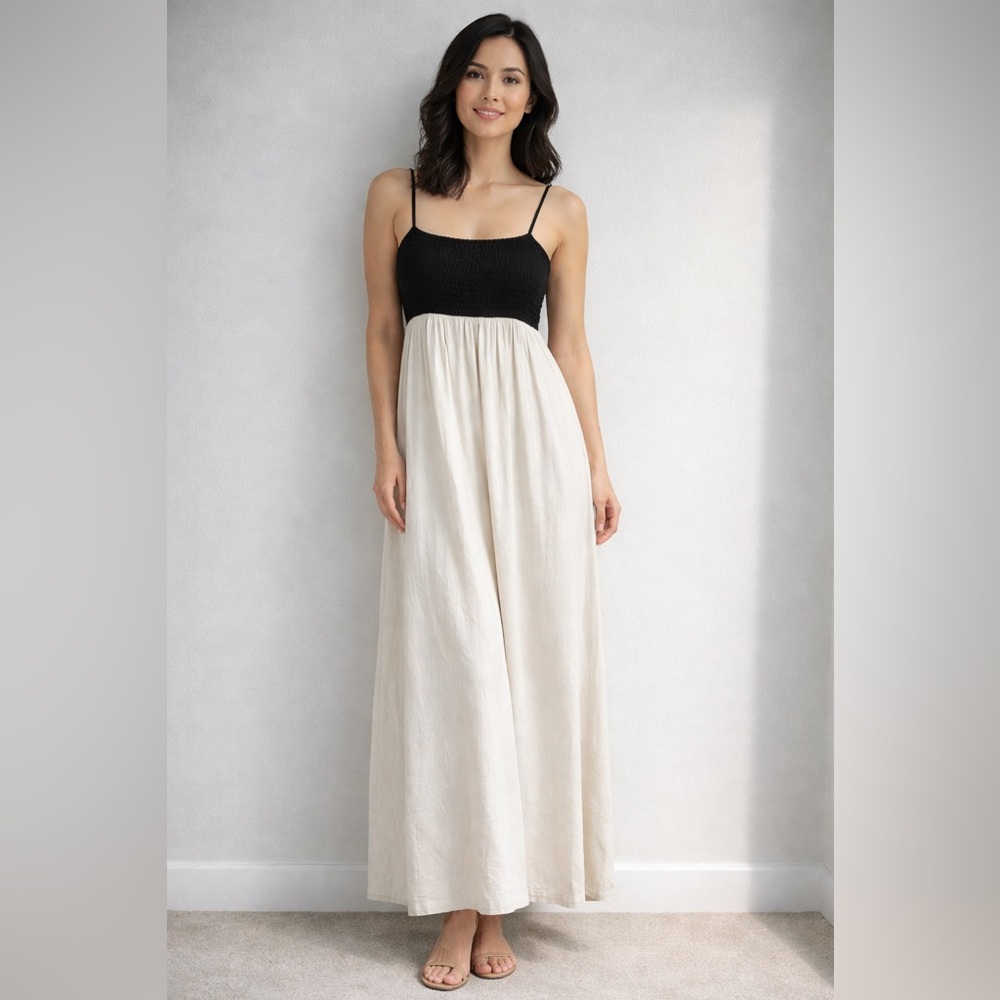 Cotton- Black and White Strappy Dress